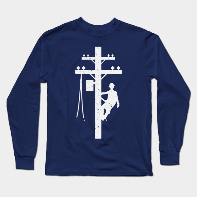 Cool Lineman Silhouette Long Sleeve T-Shirt by LineXpressions